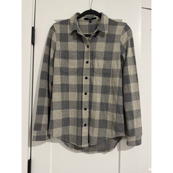$50 Quince Stretch Sweater Fleece Button Down - Tan/ Grey - Small - Picture 6 of 9